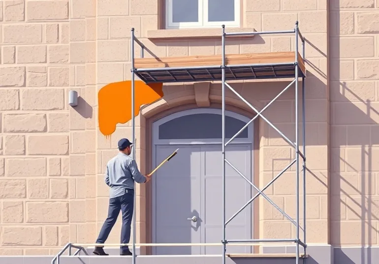 Ravalement de façade en pierre, nettoyage et application d'enduit